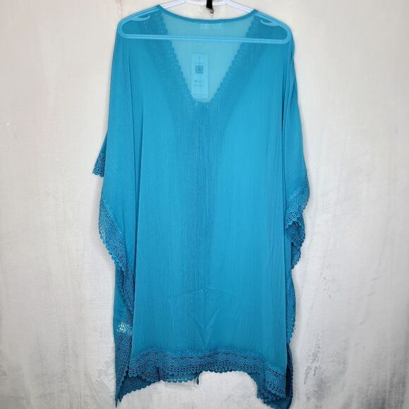 Cupshe Teal Crochet Trim Beach Cover Up One Size - Picture 8 of 10